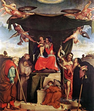 lorenzo loto Painting - Virgen y el Niño con santos 1521 Renacimiento Lorenzo Lotto